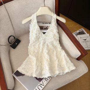 Women's Textured Jacquard Halter Top Summer Sleeveless Loose Fit Pullover