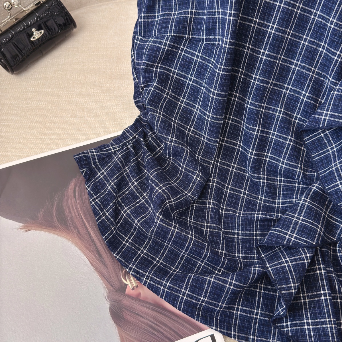 Women's Sleeveless Plaid Shirt with 3D Floral Details Summer Loose Fit Top - Image 4