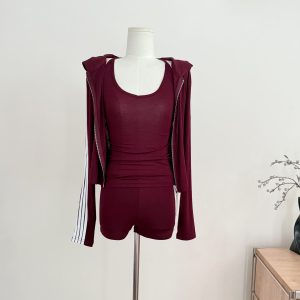 Women's 3-Piece Summer Sun Protection Set with Hooded Cardigan, Halter Backless Top, and Shorts