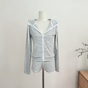 He Chenxi Vibrant Hooded Cardigan and Shorts Two-Piece Set