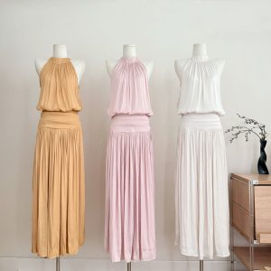 Athena Mist Goddess Two-Piece Long Skirt Set with Draped Waist